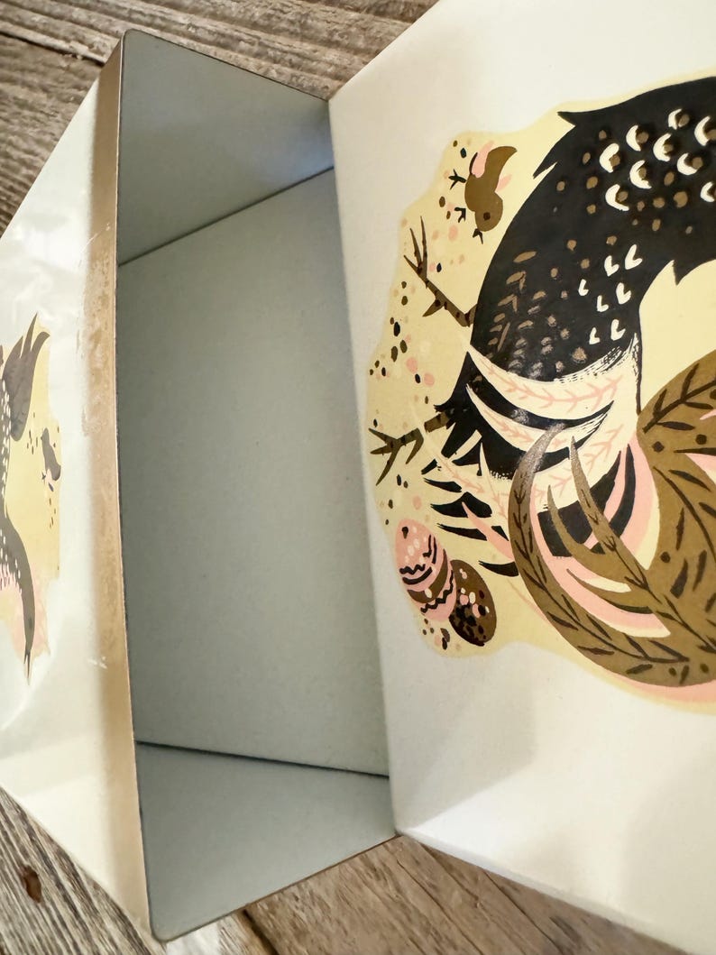 Vintage Gold Metal Tin 3 Slot Mail Letter Wall Holder Chicken Rooster