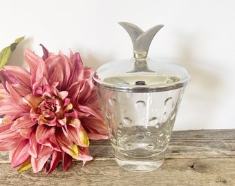 Vintage Bubble Glass Canister with Lid Decor trinket holder jewelry or candy dish