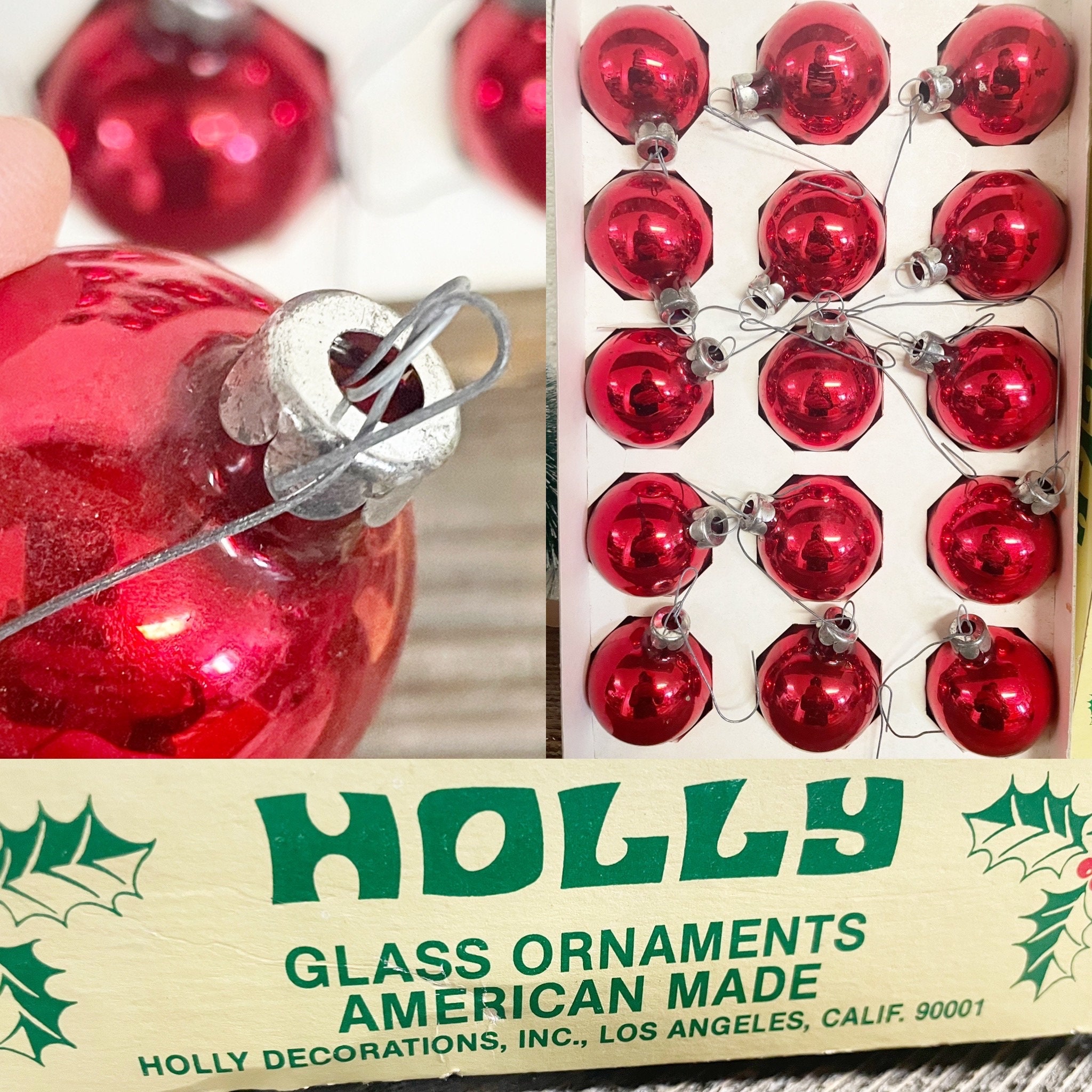【T-ポイント5倍】 Ornaments, Christmas Red Brite Shiny Vintage Made USA the in アンティーク雑貨