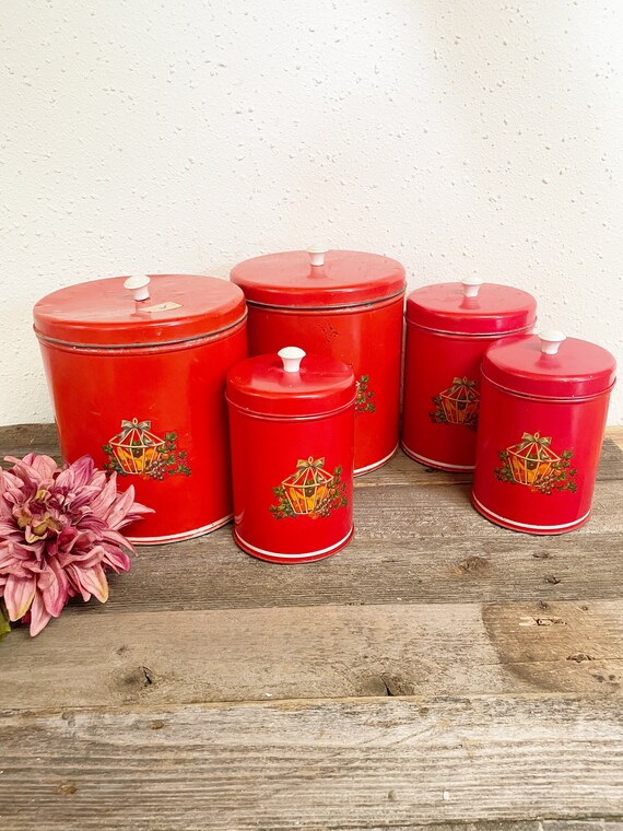 Red tin canisters deals