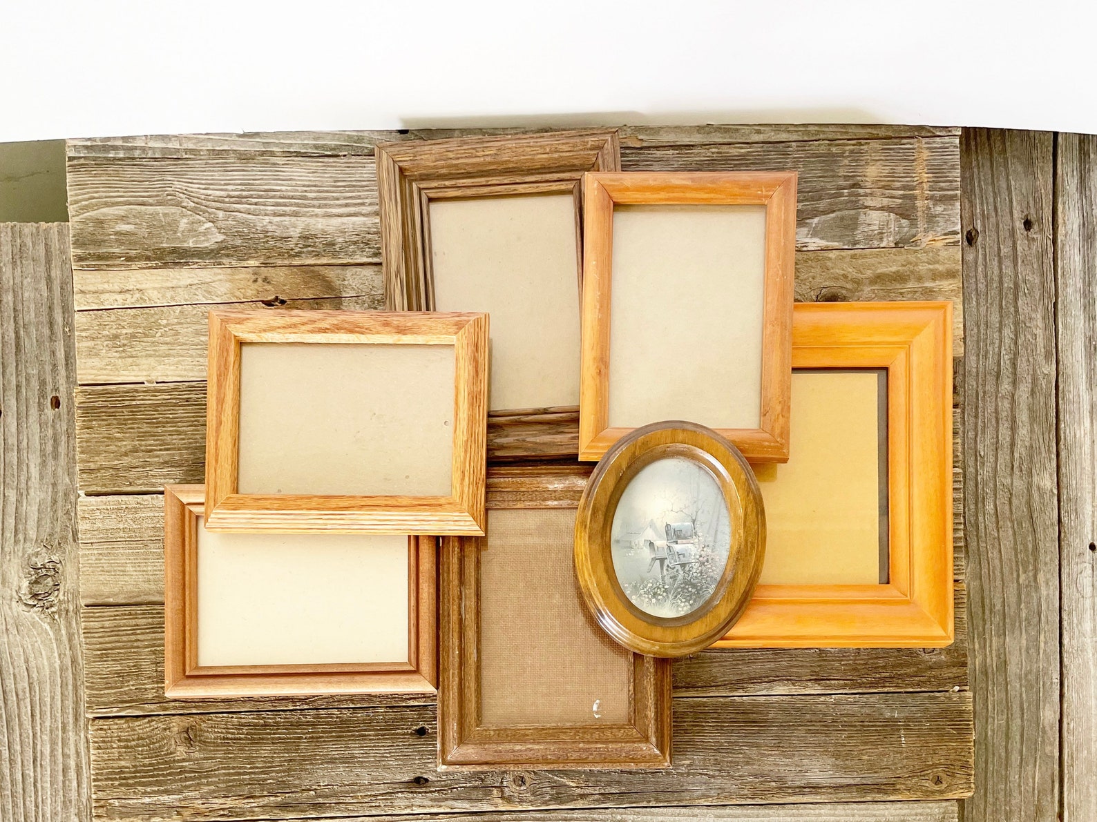 Vintage Dark Wood Frames Assorted set of 7 Picture Frames Etsy