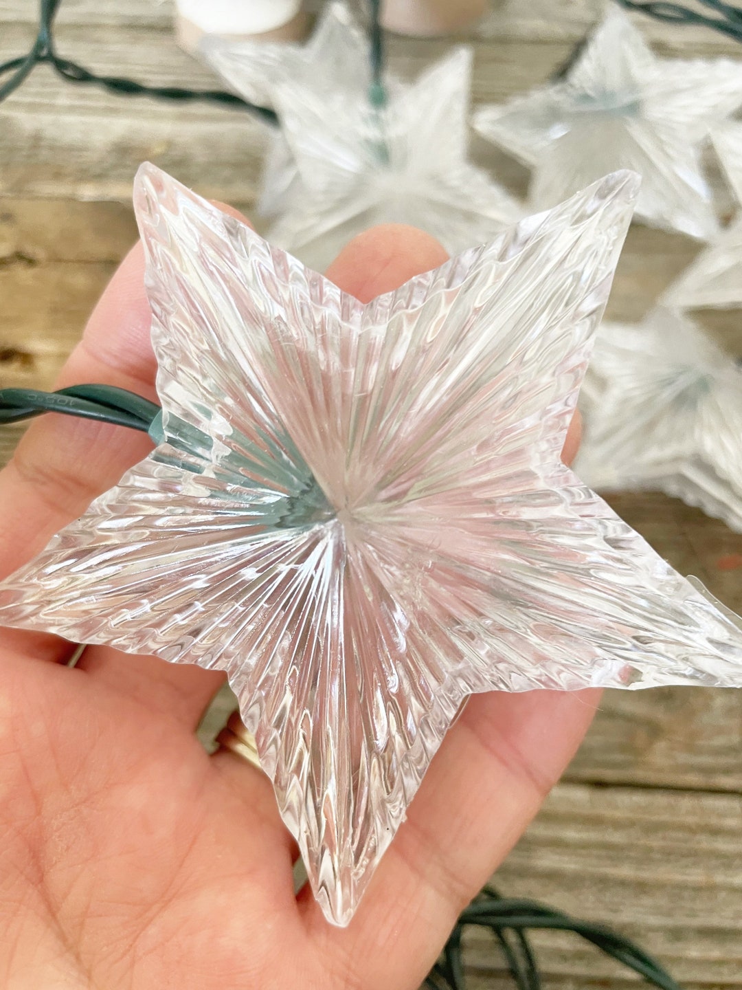 Vintage Star Christmas Ornaments, Clear Glass 10 Lights, Sparkle Glass Light Covers Etsy