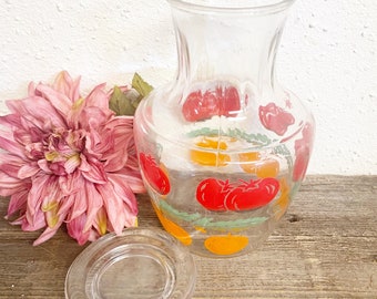 Vintage Anchor Hocking Juice Carafe 1.5L with GLASS LID Orange Juice Pitcher ; 1970s kitchen