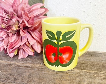 Vintage Enesco Yellow Mug with Apple front - Coffee Mug