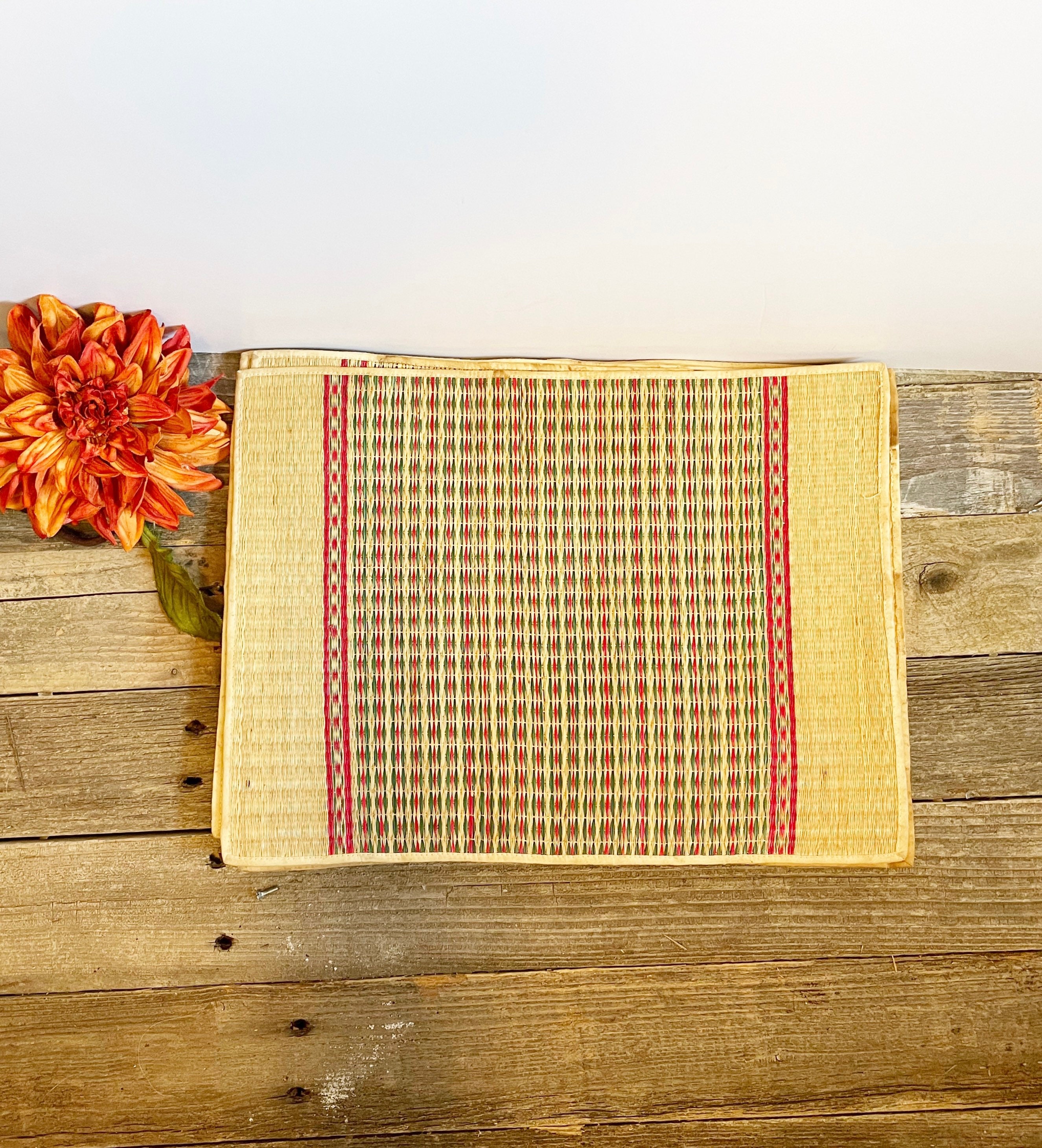 Vintage Straw Handwoven Placemats Natural Material 13 Set Etsy