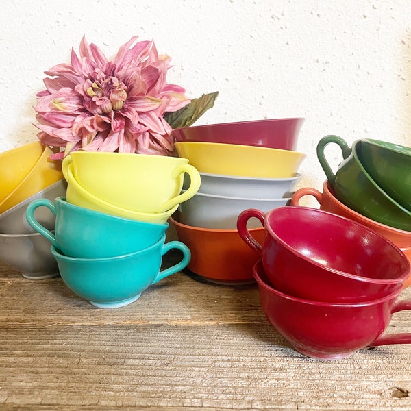 Vintage Hazel Atlas Ovide Platonite Moderntone Tea Cups and Bowls Assorted Option Colors