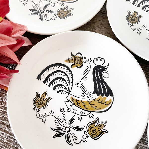 Black Rooster Plates Etsy
