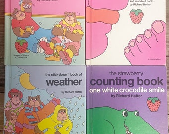 Vintage Strawberry Library Children’s Books 1970s Richard Hefter StickyBear Counting Books / Strawberry Collection / Noses and Toes