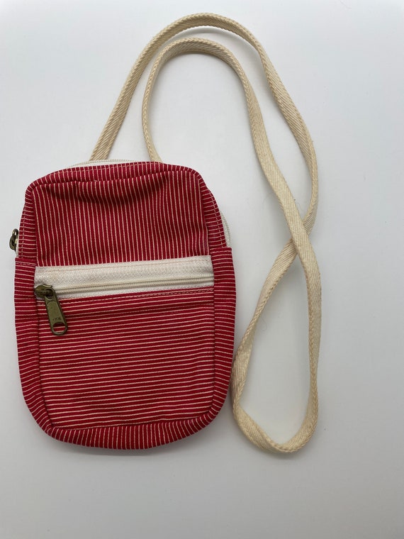 Dé Lanthe Canvas Small Red & White Bag with adjus… - image 8