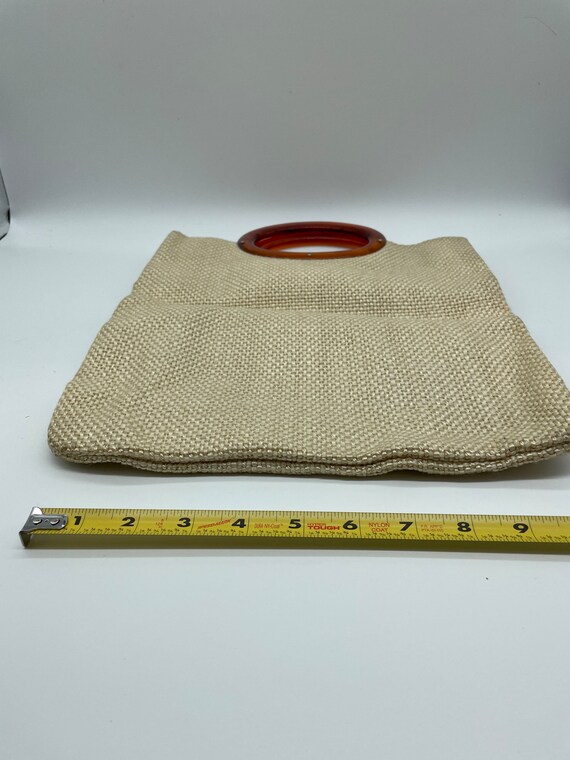 Vintage Woven Bag with Lucite Handles - image 4