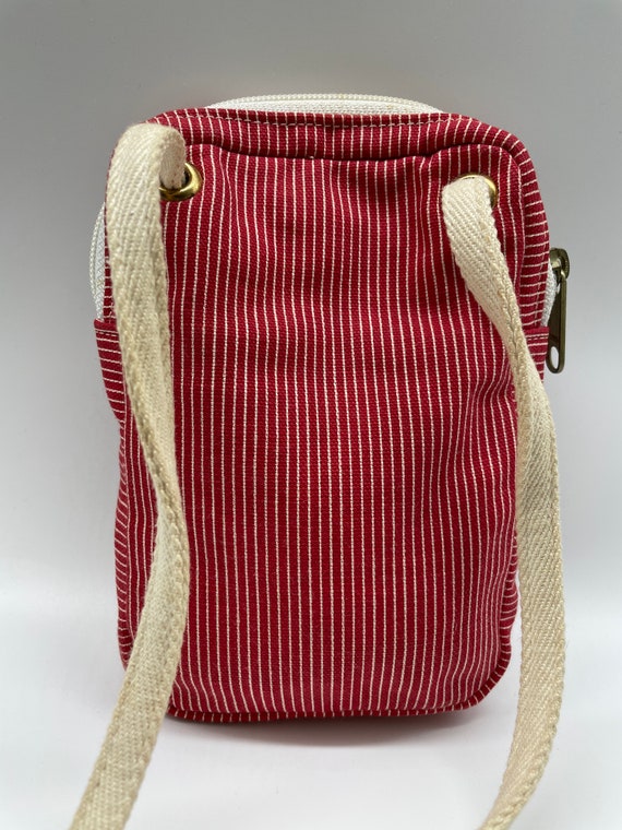 Dé Lanthe Canvas Small Red & White Bag with adjus… - image 2