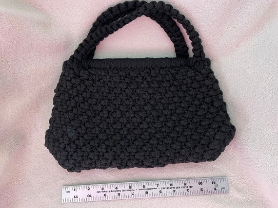 Vintage Black Macrame Bag - image 4