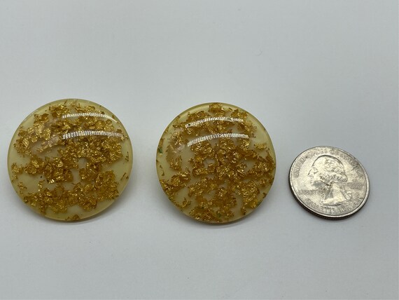 Large Resin and Gold Flake Clip On Earrings - image 2