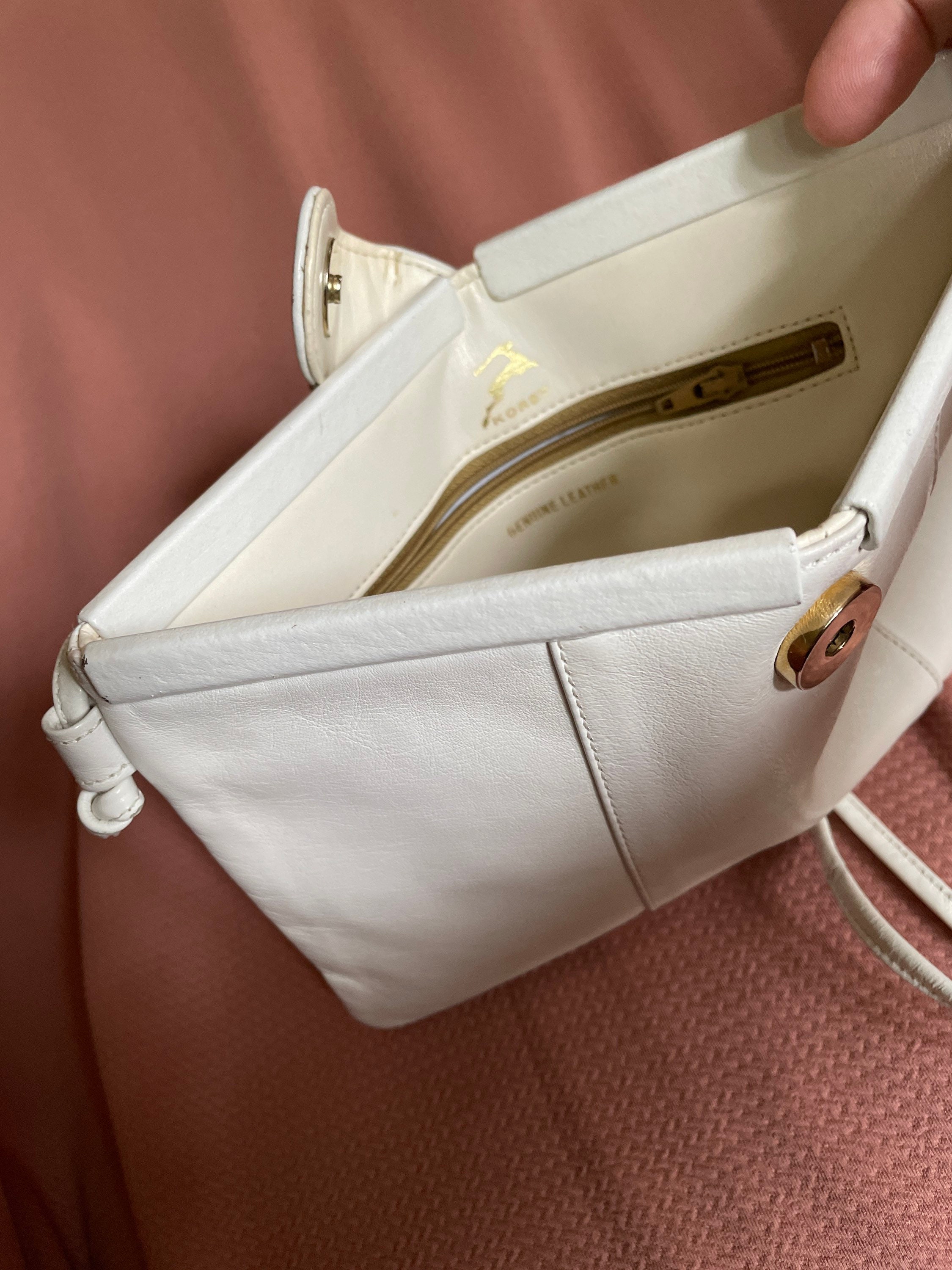 White Vintage Leather Koret Bag - Etsy UK