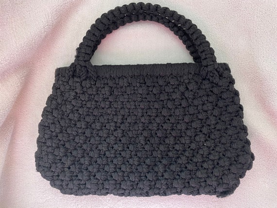 Vintage Black Macrame Bag - image 1