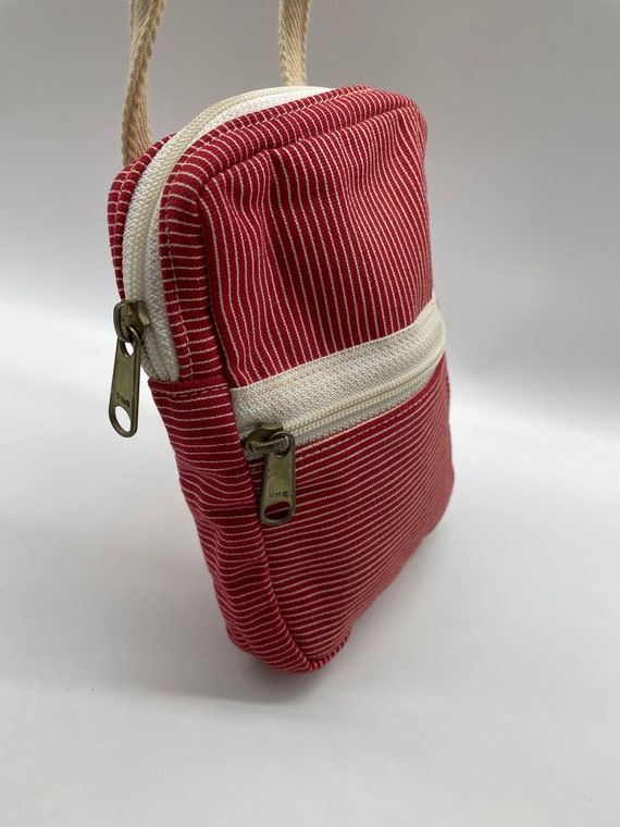 Dé Lanthe Canvas Small Red & White Bag with adjus… - image 3