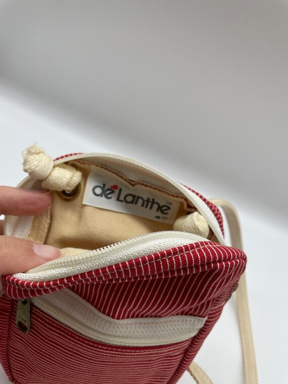 Dé Lanthe Canvas Small Red & White Bag with adjus… - image 4