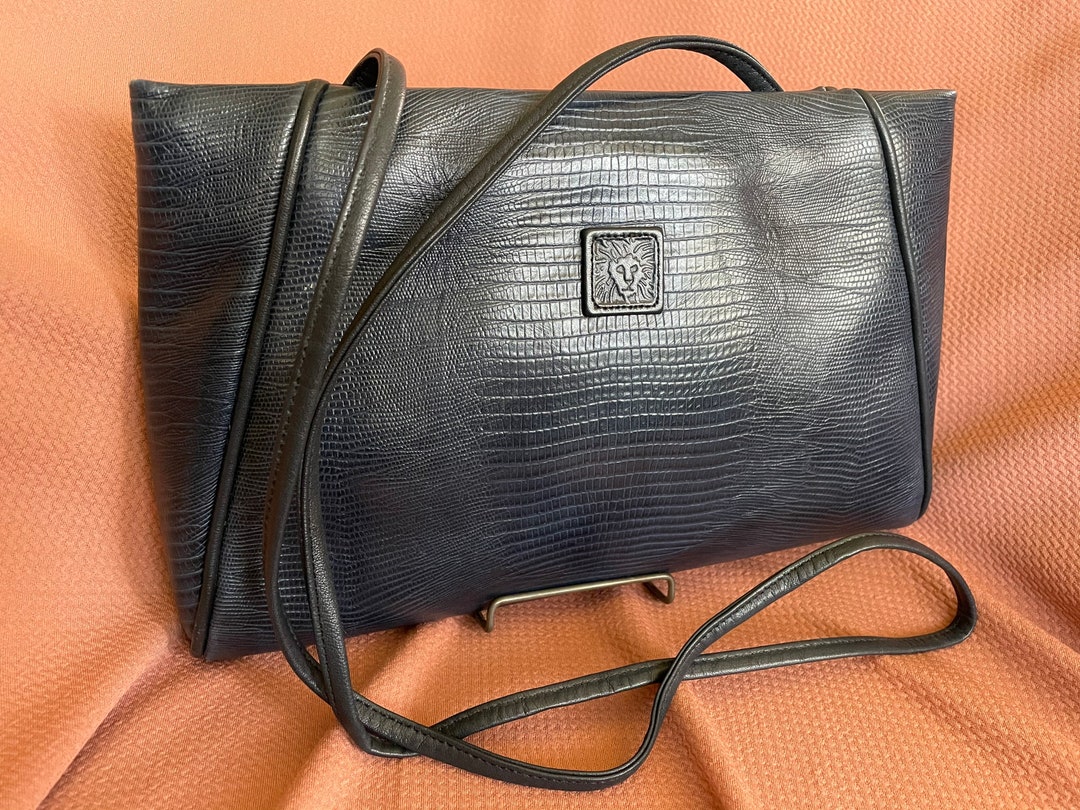 Vintage Anne Klein Alligator Textured Blue Purse Etsy