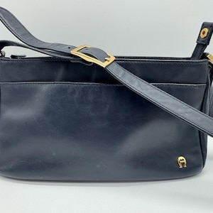Etienne Aigner Vintage Blue Leather Bag with Adjustable Strap
