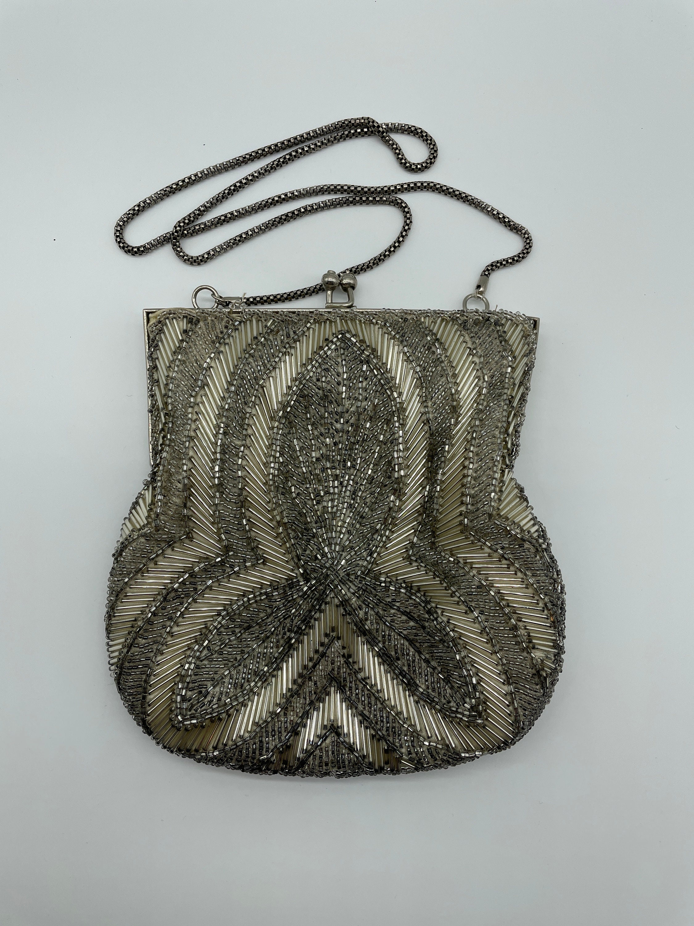 CLARE V: Estelle Bag  Silver Beaded — Maison Maison