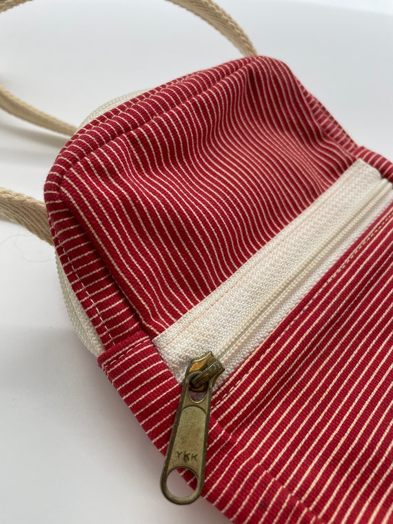 Dé Lanthe Canvas Small Red & White Bag with adjus… - image 6