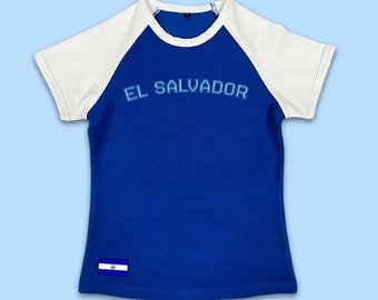 El Salvador Jersey Top, Tight Fitting, y2k, Vintage Summer Top