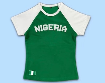 Nigeria Jersey Top, Tight Fitting, y2k, Vintage Summer Top