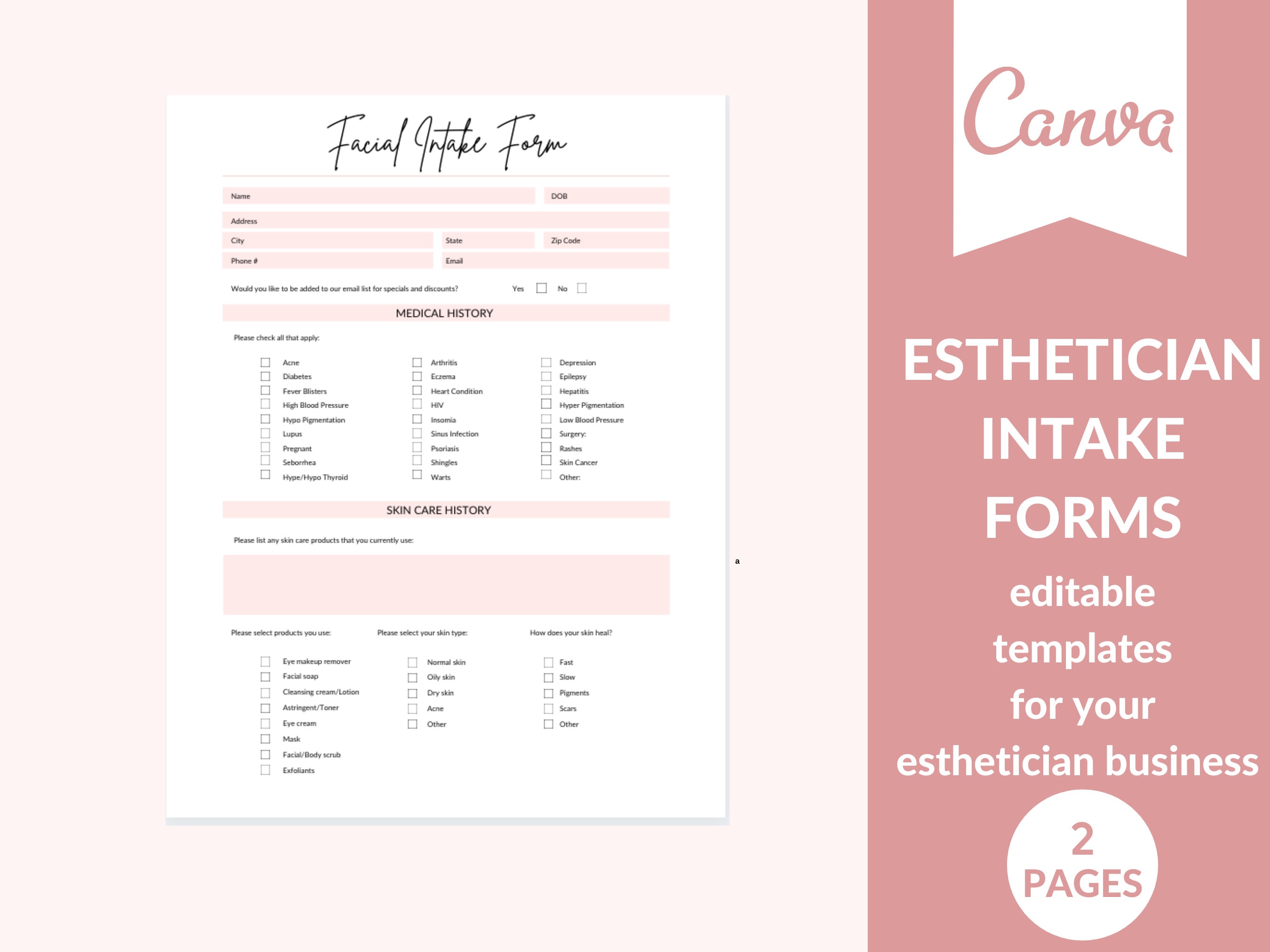 Esthetician Intake Form Template Esthetician Intake Form Template
