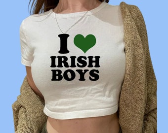 I Love Irish Boys Baby Tee, Y2k Clothes, Summer Top