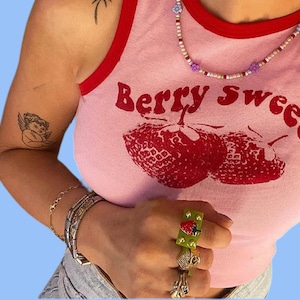 Berry Sweet Pink Tank Top, Y2K Tank Top Baby Tee