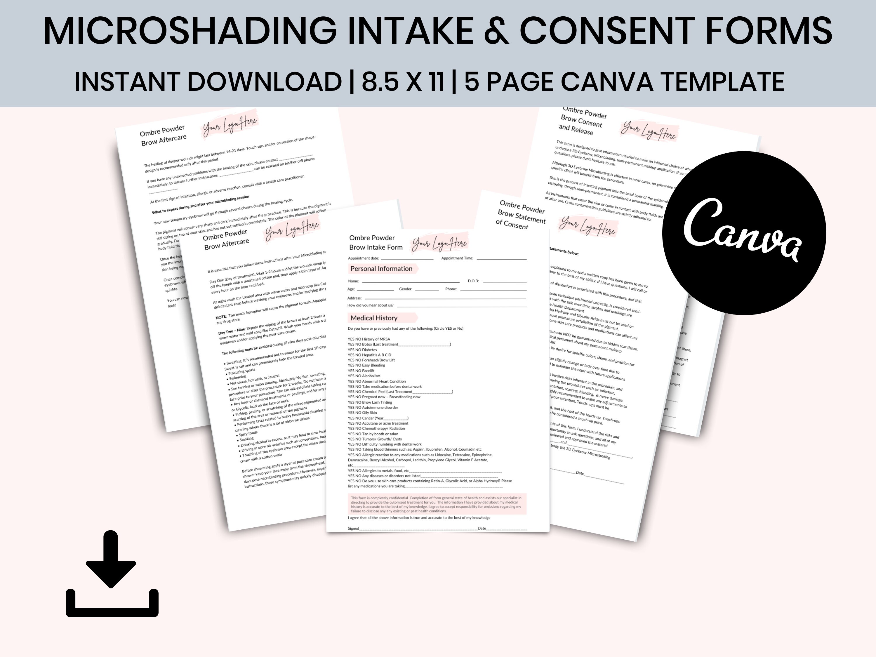 Editable Microshading Consent Form Ombre Powder Brow Consent - Etsy Canada