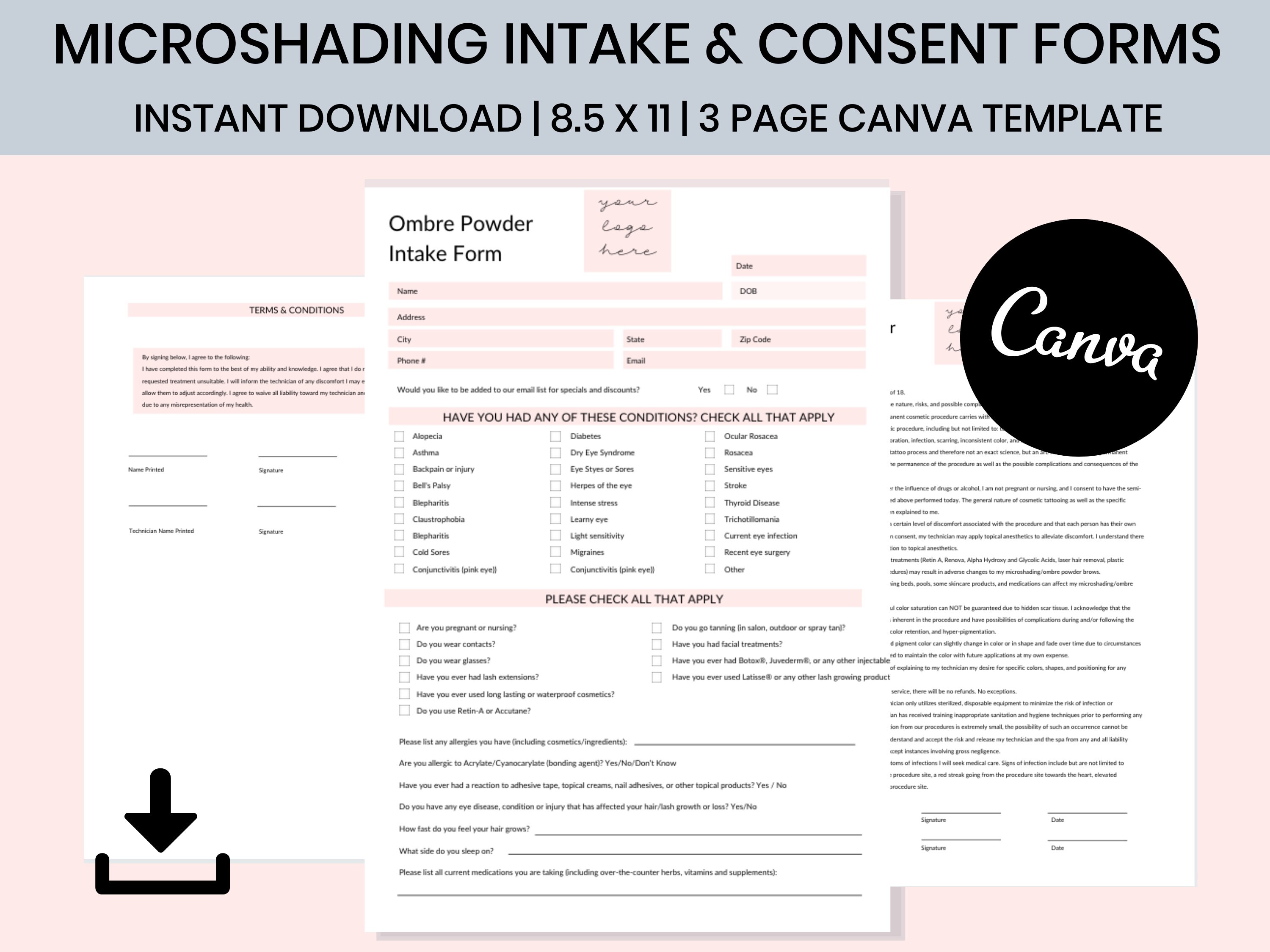 Microshading Consent Form Ombre Powder Brow Consent Form - Etsy UK