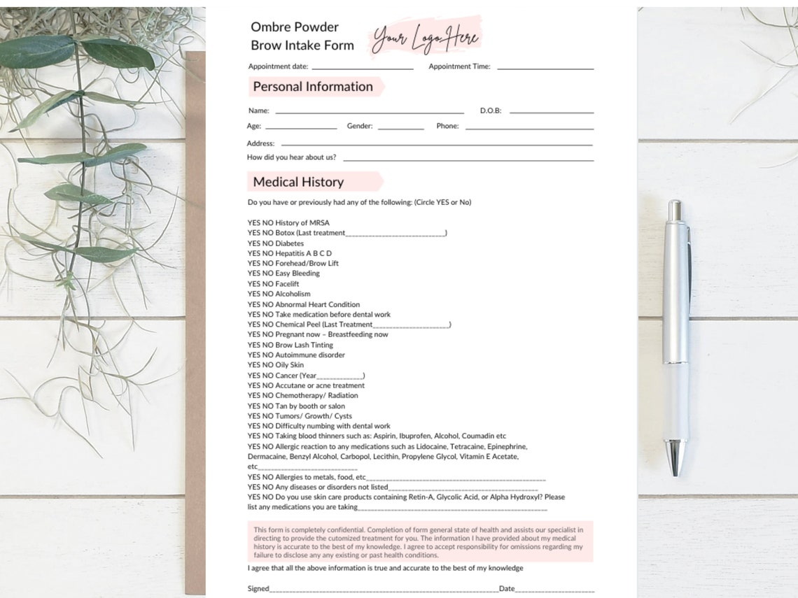 Editable Microshading Consent Form Ombre Powder Brow Consent - Etsy Canada