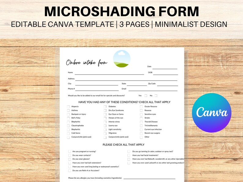 Microshading Consent Form Ombre Powder Brow Consent Form - Etsy