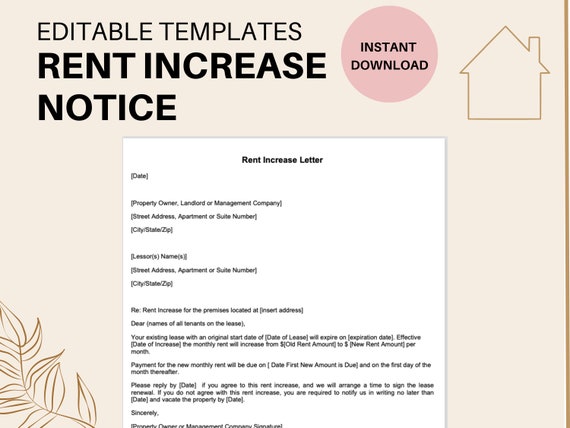 Rental Increase Notice Editable Form Rent Increase Letter - Etsy