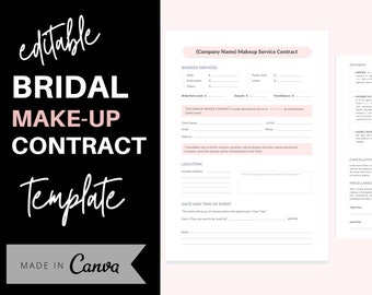 Editable Bridal Makeup Contract, Canva Makeup Template