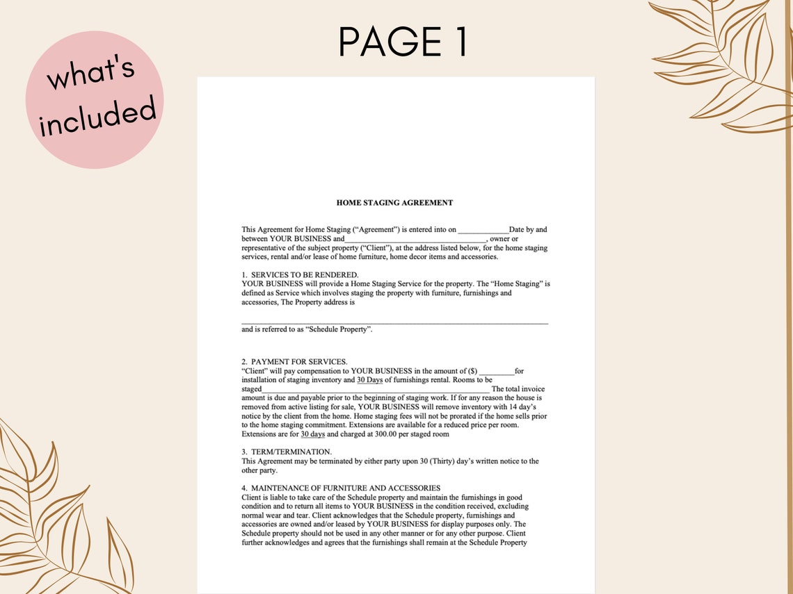Editable Home Staging Agreement Home Staging Contract PDF Etsy Editable Home Staging Agreement Home Staging Contract PDF Etsy