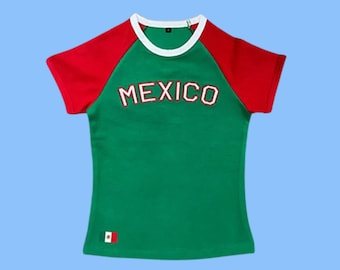 Mexico Jersey Top, Tight Fitting, y2k, Vintage Summer Top