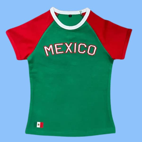 Mexico Jersey Top, Tight Fitting, y2k, Vintage Summer Top