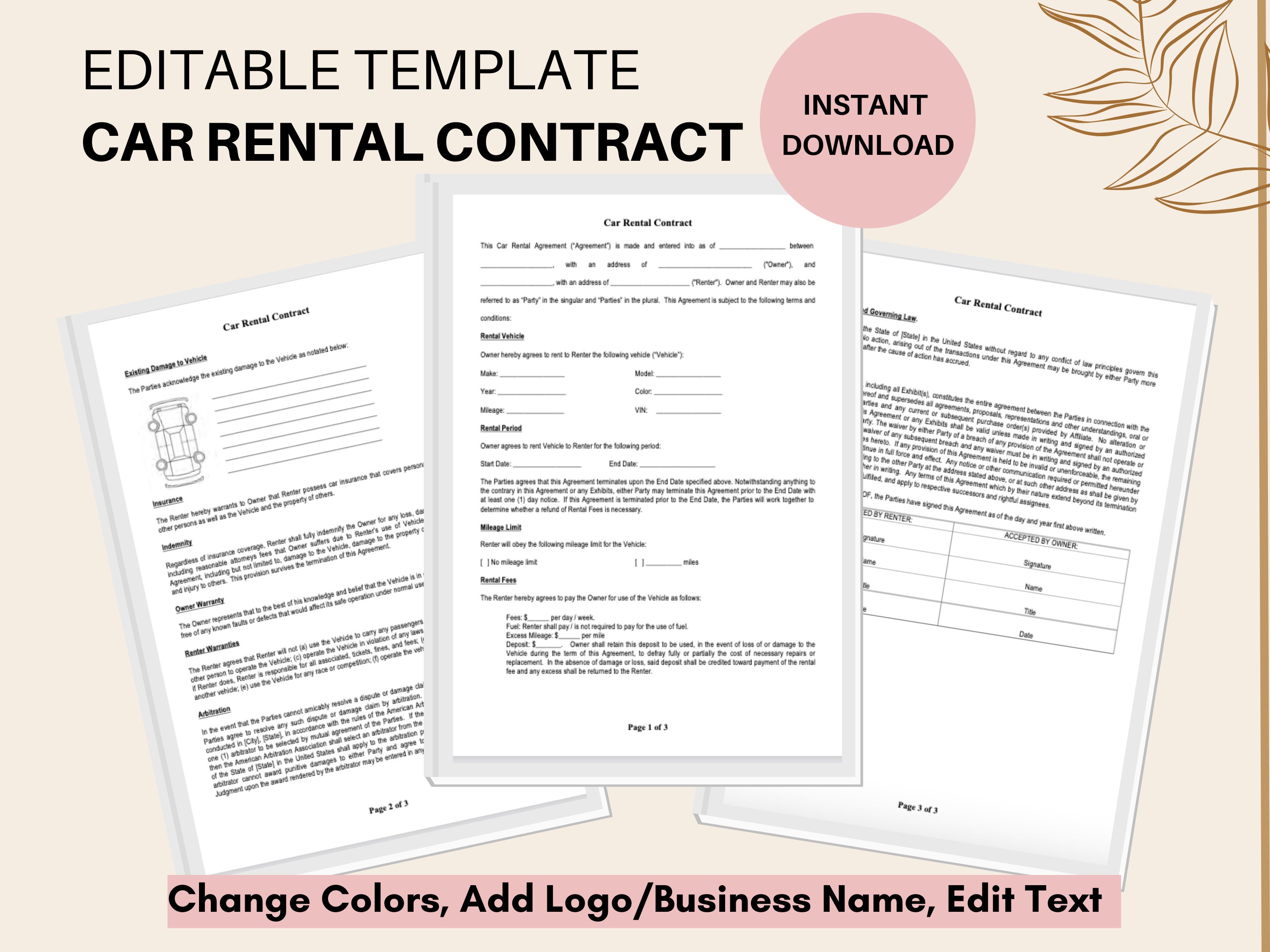 Rental Agreement - Etsy