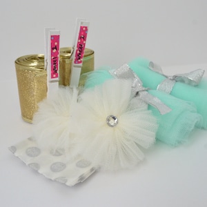 Gold and Light Blue- Ribbon Wheelchair Accessories, Wheelchair Decorations, Mobility Aid Accessories, Affordable, Tulle-Tied