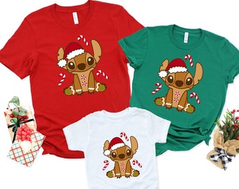 Camisa de Navidad Stitch, Camisa de Puntada de Pan de Jengibre, Camisa de Navidad Ohana, Camisa de Galletas de Puntada, Camisa de Navidad de Disney, Pan de Jengibre de Disney