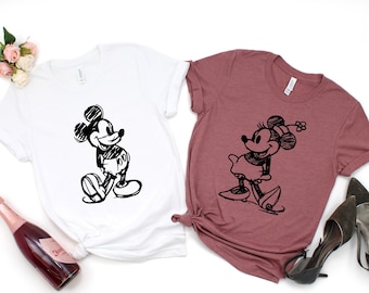 Koszulka Disney Mickey, Klasyczna koszulka Mickey, Koszulki z uszami Mickey, Koszulka z uszami Minnie, Koszulka dla par Mickey i Minnie, Koszulka Disney Family Trip
