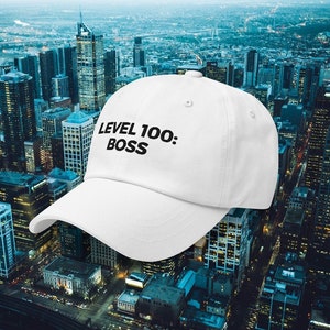 Level 100: Boss Embroidered Dad Hat - Meme Gift - Zoomer Humor - Gamer Accessories - Funny Millennial Gift