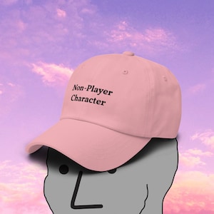 NPC Minimalist Embroidered Hat - Pastel - Non-Player Character Meme Hat - Gamer Hat Gift - NPC Wojak - Edgy Meme