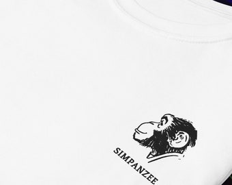 Simpanzee Embroidered T-Shirt with Chimpanzee, Meme Merch, Meme Shirt, Zoomer Shirt, Millennial Gift, Internet T-Shirt, Detailed Monke Meme
