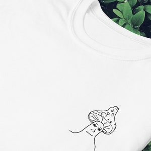 Shroomjak Embroidered T-Shirt - Shrigma Male Meme Shirt - Funny Mushroom Guy - Dank Meme Zoomer Gift - Minimalist Embroidered Meme Merch