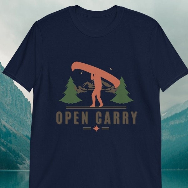 Portaging Open Carry T-Shirt - Funny Camping Gift - Great Outdoors Vintage-Style Tee - Portage Camper Joke Gift
