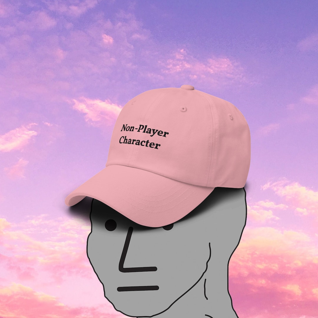 NPC Minimalist Embroidered Hat Pastel Nonplayer Character Meme Hat