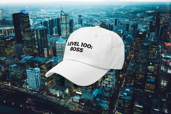 Level 100: Boss Embroidered Dad Hat Meme Gift Zoomer Humor Gamer